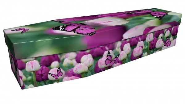 Cardboard Coffin with Butterfly Picture